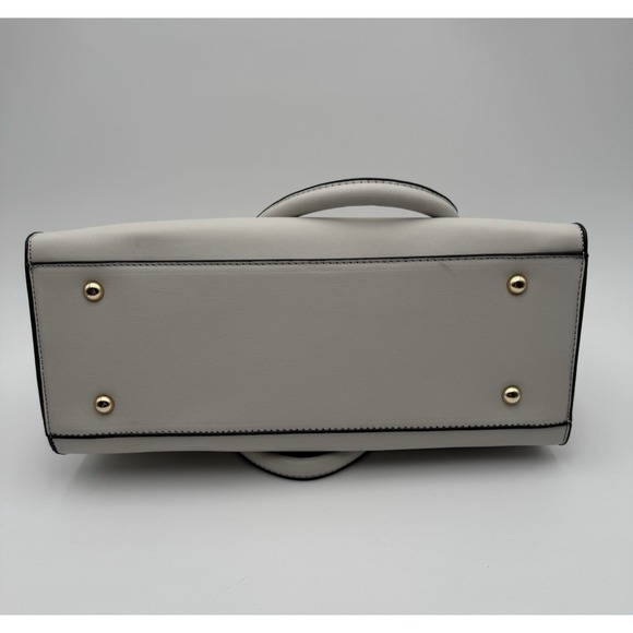 Faux Leather Light Gray/Black Hand Shoulder Bag Purse Neutral Chic Modern-New‎ - Picture 9 of 13